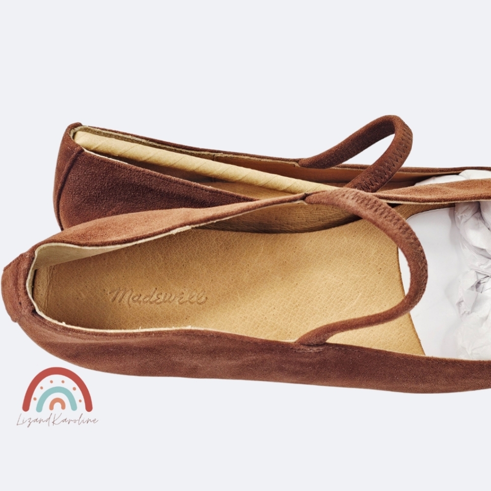 New! Madewell Greta Ballet Leather Suede Mary Jane Flats in Soft Mahogany - Picture 10 of 16